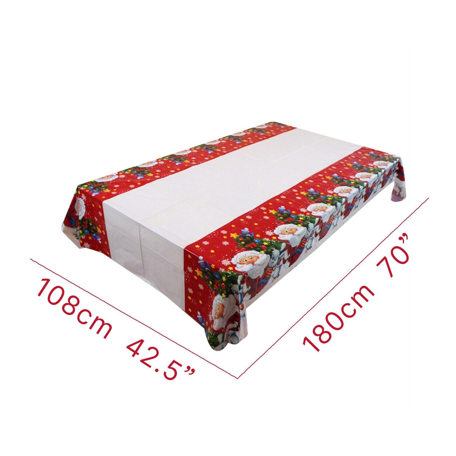Fata de masa dreptunghiulara Flippy, PVC, 2.5 mm grosime, imprimeu Mos Craciun cu iepuras, potrivit pentru Craciun,