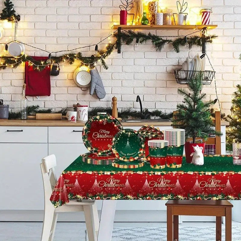 Fata de Masa Festiva, Flippy, Dreptunghiulara, Imprimeu Merry Christmas, Tema Craciun, Rezistenta la Apa, din PVC, 137