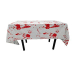 Fata de Masa, Flippy, din Folie, Imprimeu Halloween - Help Me, 137 x 183 cm, Alb/Rosu