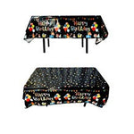 Fata de Masa, Flippy, din Folie, Imprimeu Happy Birthday cu Baloane, 137 x 183 cm, Negru