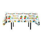 Fata de Masa, Flippy, din Folie, Imprimeu Happy Birthday cu Baloane, 137 x 274 cm, Alb