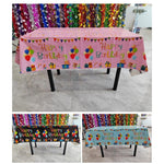 Fata de Masa, Flippy, din Folie, Imprimeu Happy Birthday cu Baloane, 137 x 274 cm, Albastru