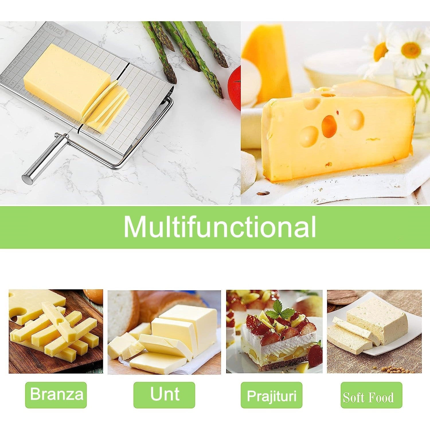 Feliator manual Flippy, pentru cascaval, salam, prajituri, unt, din otel inoxidabil, usor de curatat si utilizat, 5