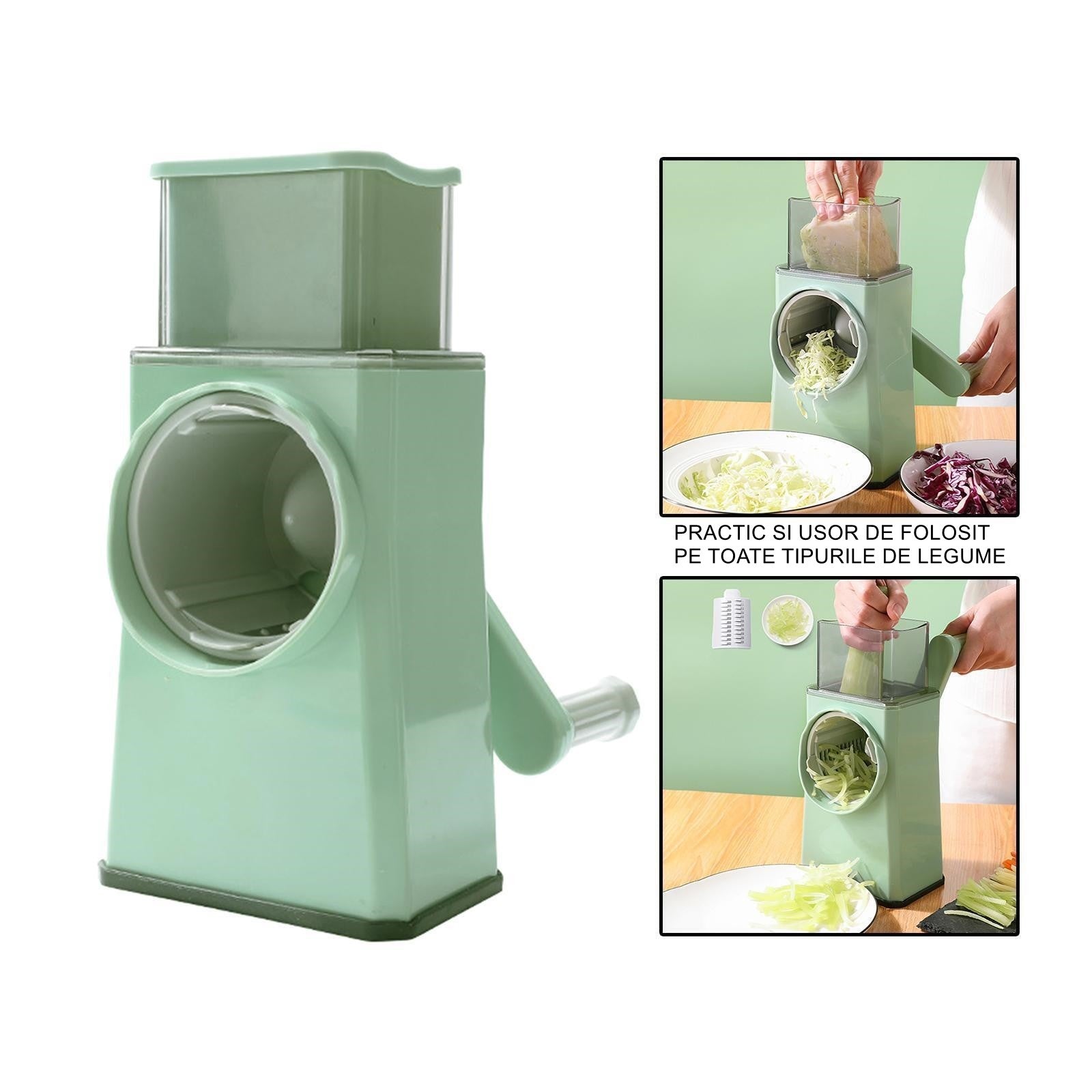 Feliator manual pentru legume Flippy, 3 lame din otel inxodabil, 3 tipuri de feliere, material carcasa ABS, latime