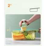 Feliator Multifunctional, Flippy, 3 in 1, pentru Fructe si Legume, 6 Piese, Maner, Lame de Inox, Recipient Stocare,