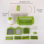 Feliator Multifunctional, Flippy, Razatoare, 8 in 1, pentru Fructe si Legume, 10 Piese, Lame de Inox, Recipient