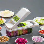 Feliator Multifunctional, Flippy, Razatoare, 8 in 1, pentru Fructe si Legume, 10 Piese, Lame de Inox, Recipient