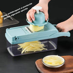 Feliator Multifunctional, Flippy, Razatoare, 8 in 1, pentru Fructe si Legume, 10 Piese, Lame de Inox, Recipient