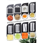 Feliator Multifunctional, Flippy, Razatoare, 8 in 1, pentru Fructe si Legume, 10 Piese, Lame de Inox, Recipient