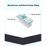Feliator Multifunctional, Flippy, Razatoare, 8 in 1, pentru Fructe si Legume, 10 Piese, Lame de Inox, Recipient