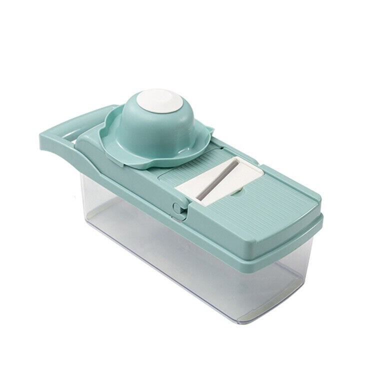 Feliator Multifunctional, Flippy, Razatoare, 8 in 1, pentru Fructe si Legume, 10 Piese, Lame de Inox, Recipient