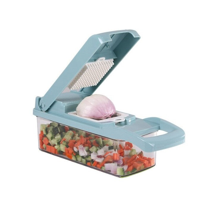 Feliator Multifunctional, Flippy, Razatoare, 8 in 1, pentru Fructe si Legume, 10 Piese, Lame de Inox, Recipient