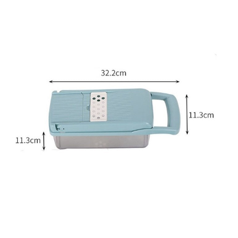 Feliator Multifunctional, Flippy, Razatoare, 8 in 1, pentru Fructe si Legume, 10 Piese, Lame de Inox, Recipient