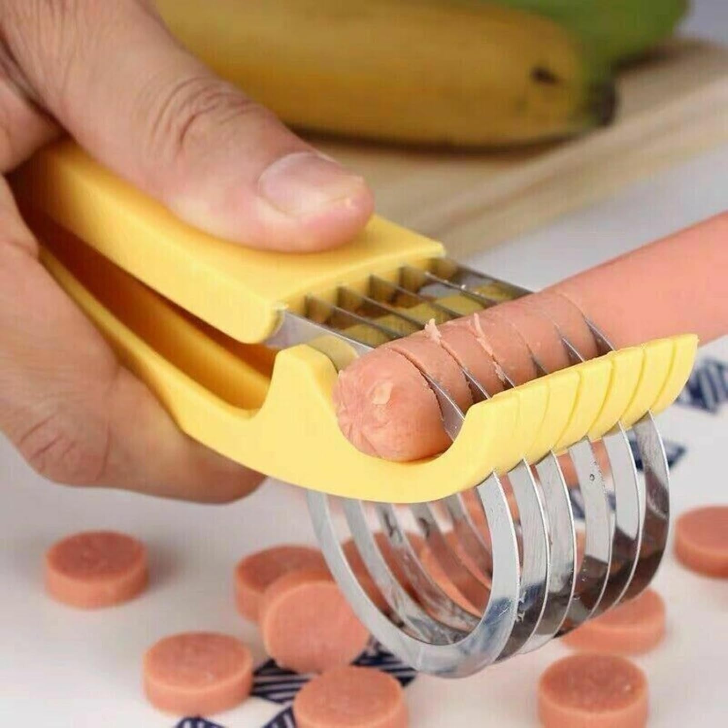 Feliator pentru Alimente, Flippy, Accesoriu pentru Bucatarie, Cutit pentru Legume si Fructe, Model Banana, Ergonomic,