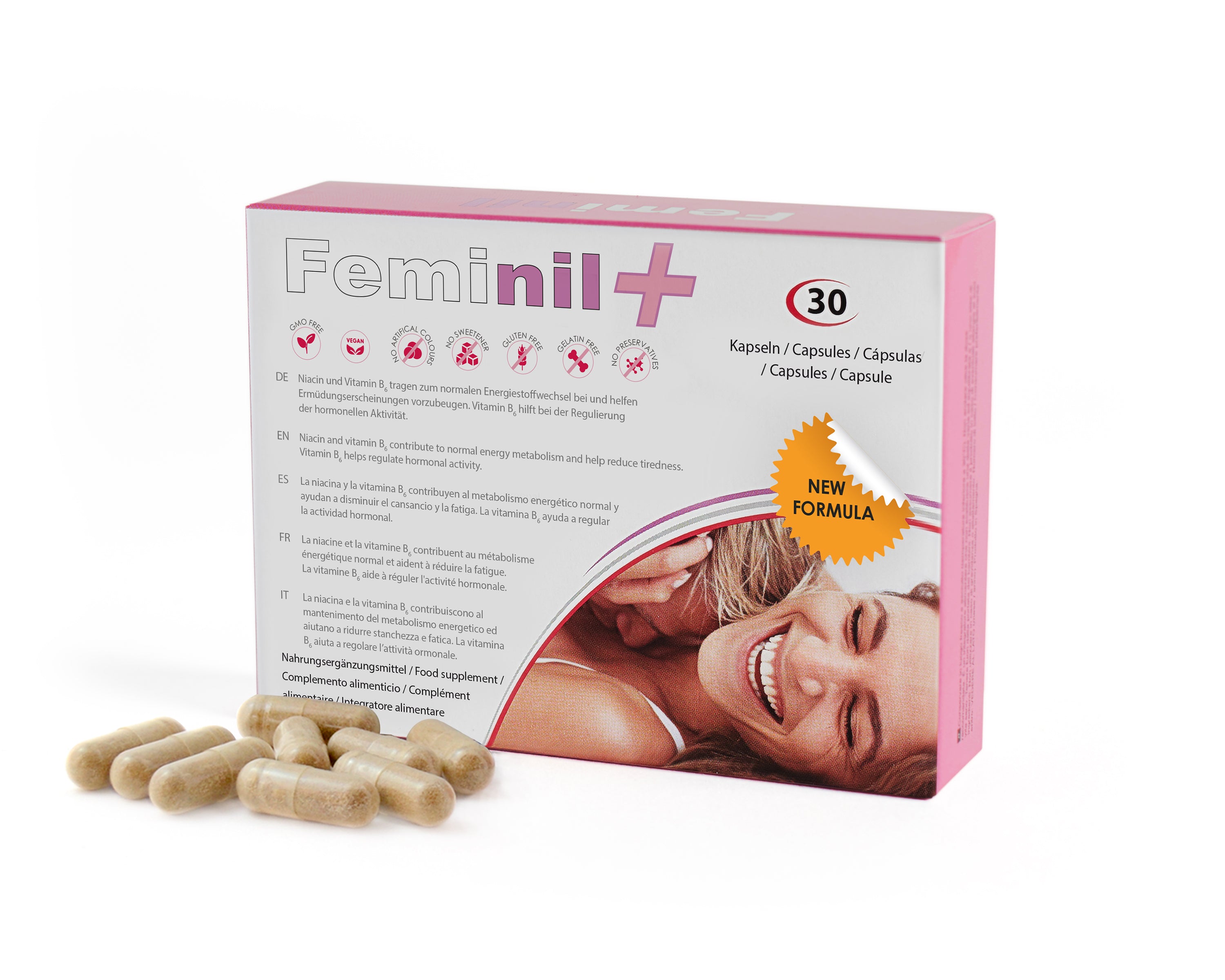 Feminil, Feminil+, Maca, L-Arginine, Saffron, Rhodiola, Ginkgo Biloba & Zinc, Increase Female Libido, Capsule, 30 de capsule