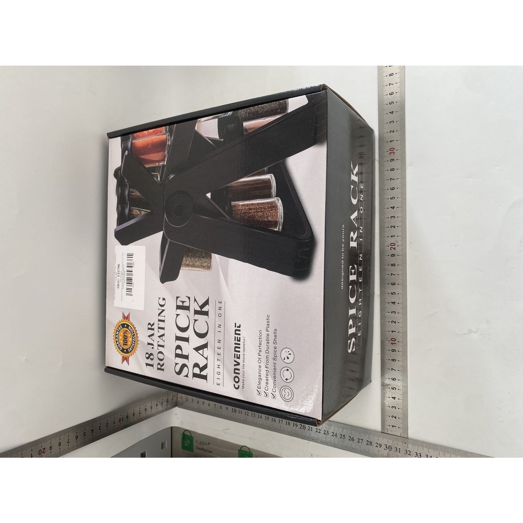 Suport Pentru Condimente Rotativ, Flippy, Multifunctional, Pivotant 360°, Portabil, Usor de Montat, 34x23 cm,