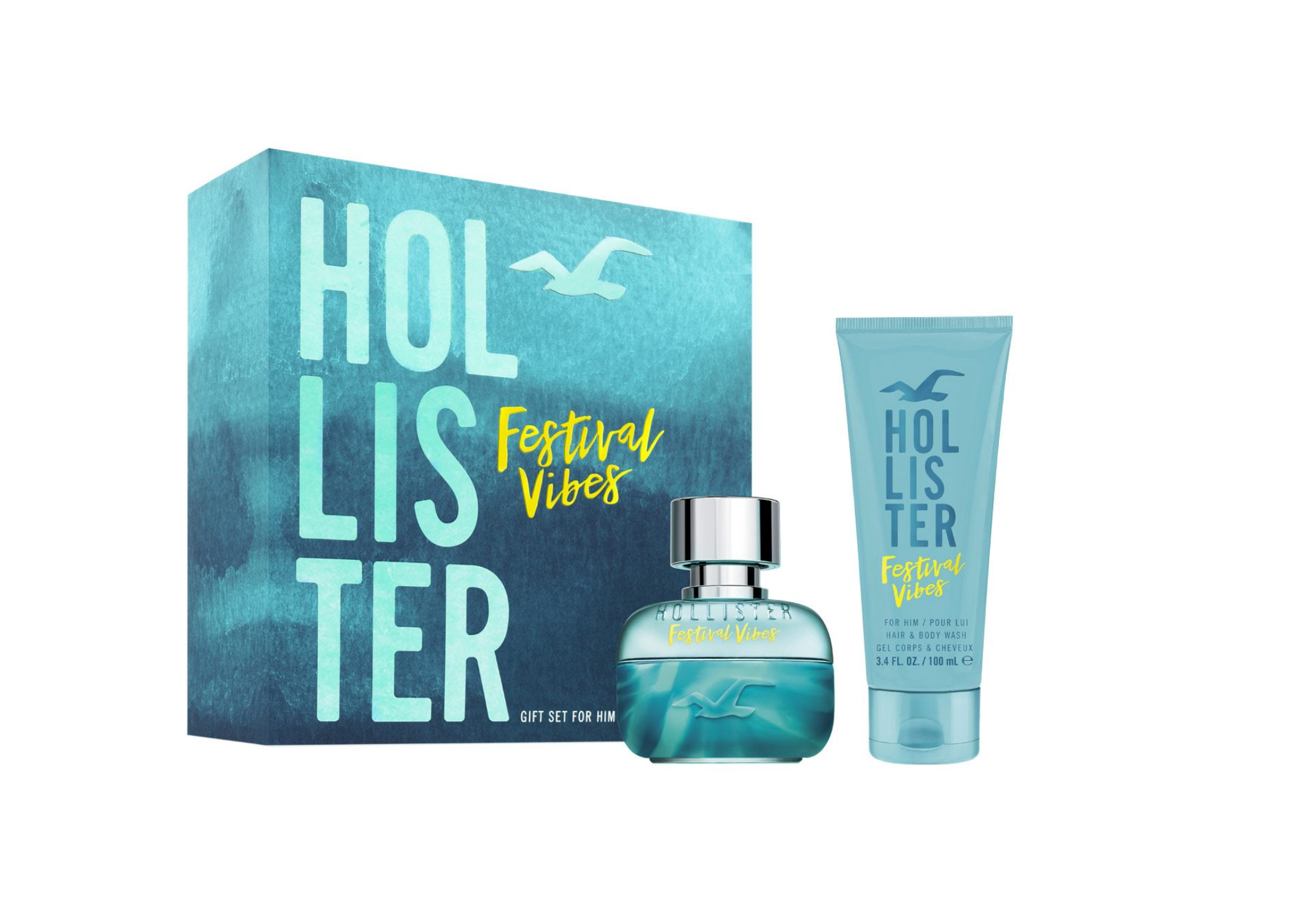 Festival Vibes Set Hollister: Festival Vibes, Shower Gel & Shampoo 2-In-1, 100 ml + Festival Vibes, Eau De Toilette, For Men, 50 ml - Olmarkt