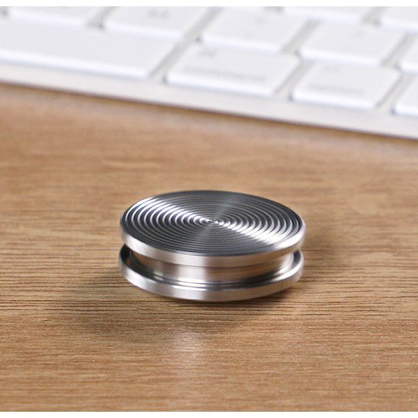 Fidget Spinner Titirez Anti Stress, Flippy, Tip Pandativ / Breloc, Ondulatii Mici, Otel Inoxidabil, 30x30x8 mm, Silver