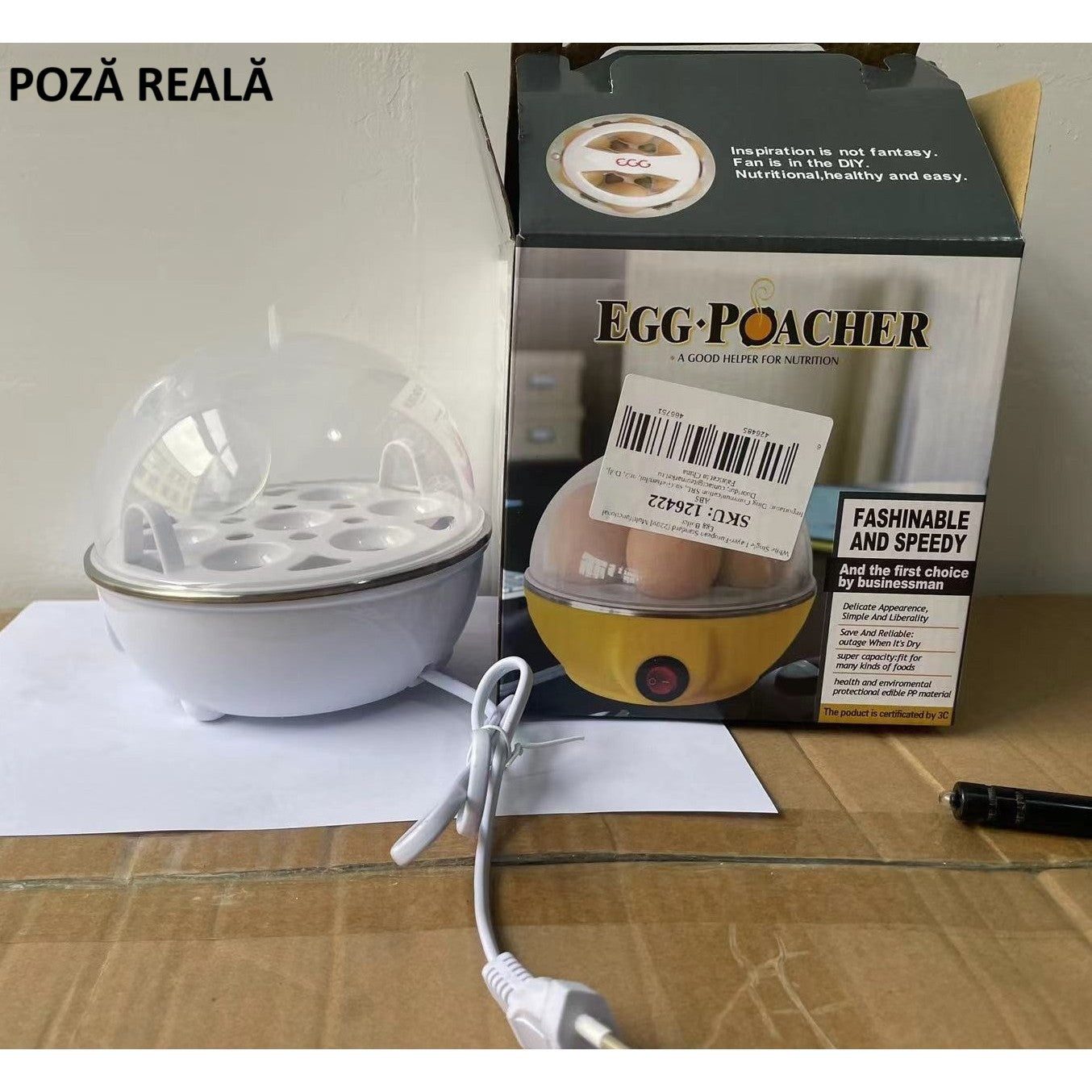 Fierbator de Oua Electric, Flipppy, Capacitate 7 oua, Aparat de fiert oua, 220V, Oprire Automata, 3 Moduri de Fiert