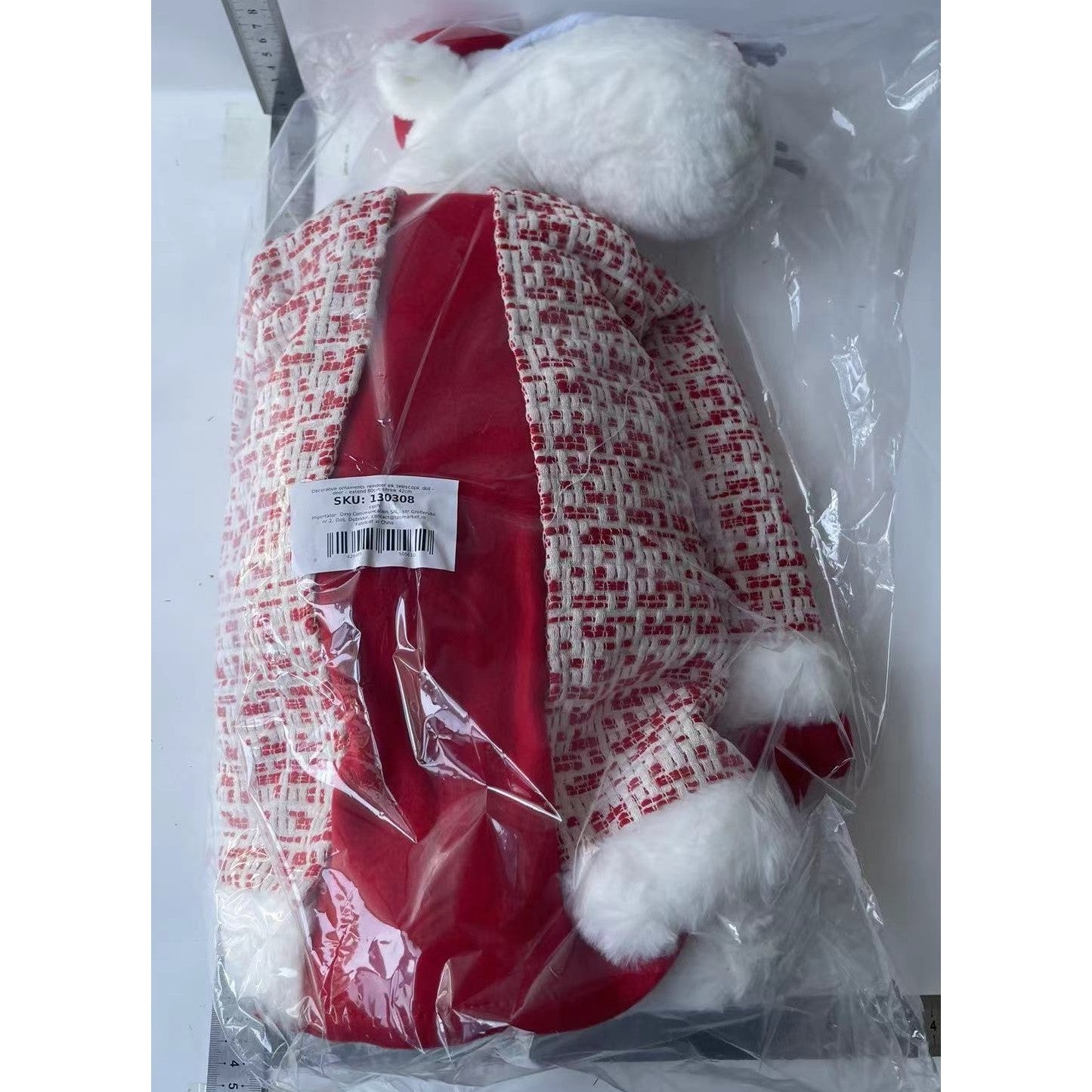Figurina Decorativa, Pentru Craciun, Flippy, Ren, Picioare Telescopice, Inaltime Reglabila 42 - 80 cm, cu Haina,
