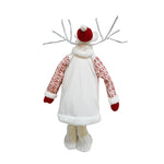 Figurina Decorativa, Pentru Craciun, Flippy, Ren, Picioare Telescopice, Inaltime Reglabila 42 - 80 cm, cu Haina,
