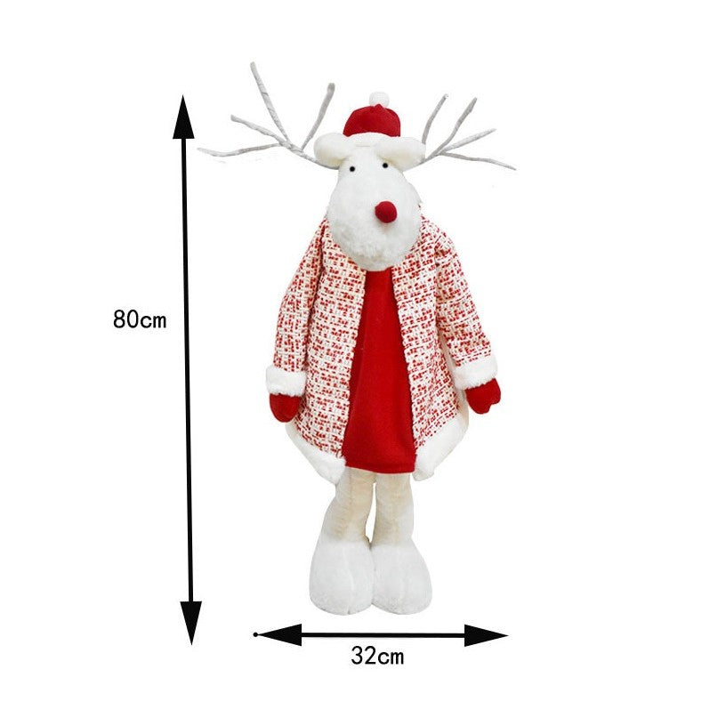 Figurina Decorativa, Pentru Craciun, Flippy, Ren, Picioare Telescopice, Inaltime Reglabila 42 - 80 cm, cu Haina,