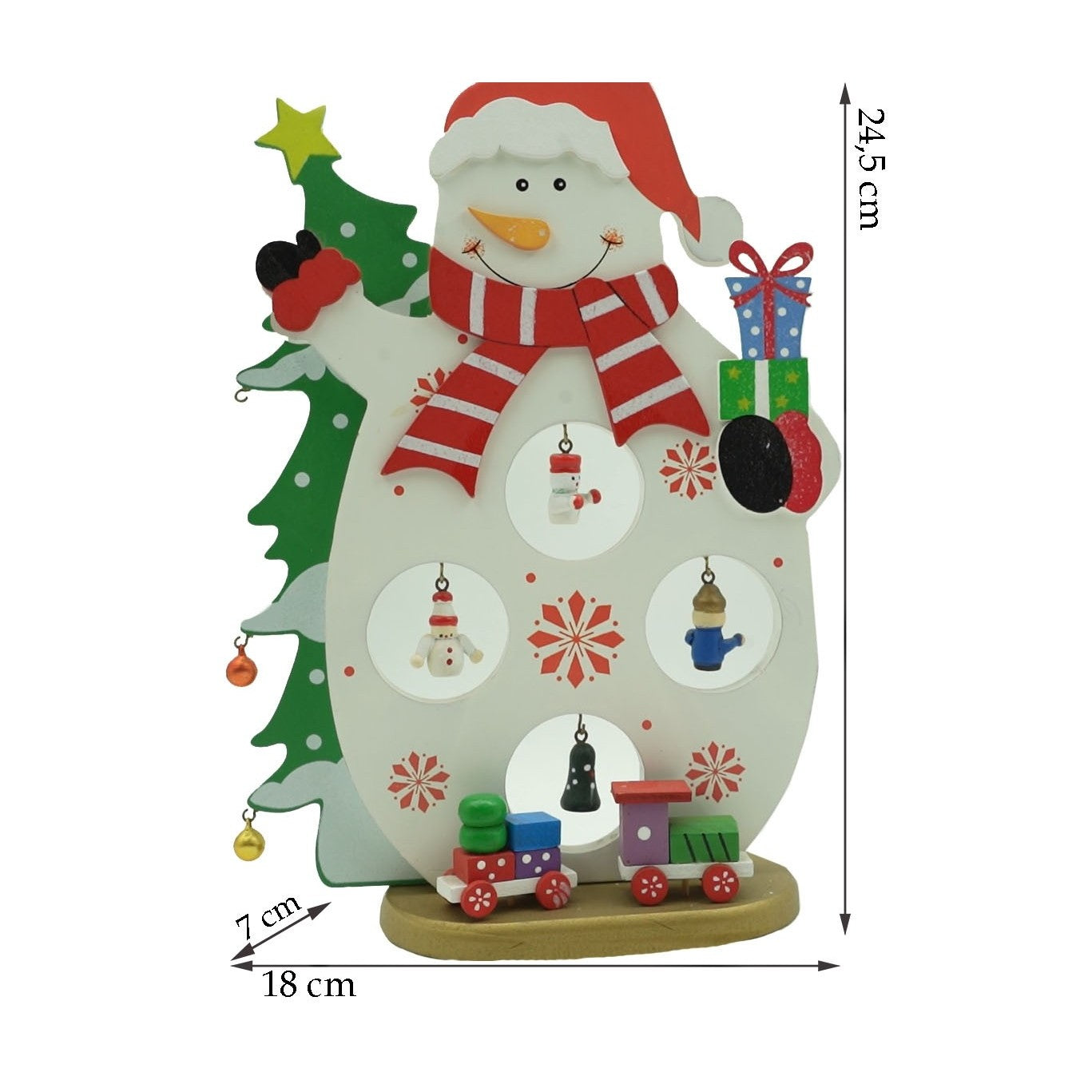Figurina decorata de Craciun, Om de zapada, Alb, din Lemn, 18 cm x 24.5 cm, Interior, Flippy