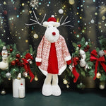 Figurina Decorativa, Pentru Craciun, Flippy, Ren, Picioare Telescopice, Inaltime Reglabila 42 - 80 cm, cu Haina,