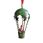 Figurina pentru Brad de Craciun, Flippy, Model Mos Craciun in Balon cu Aer Cald, Ornament pentru Brad, din Metal, 11 x
