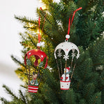 Figurina pentru Brad de Craciun, Flippy, Model Om de Zapada in Balon cu Aer Cald, Ornament pentru Brad, din Metal, 11 x