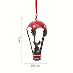 Figurina pentru Brad de Craciun, Flippy, Model Ren in Balon cu Aer Cald, Ornament pentru Brad, din Metal, 11 x 5.5 x