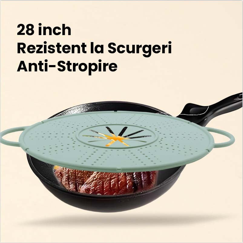 Capac Sita pentru Tigaie, Flippy, 28 inch, Capac din Silicon pentru Scuregere, Rezistent la Remperaturi ridicate,