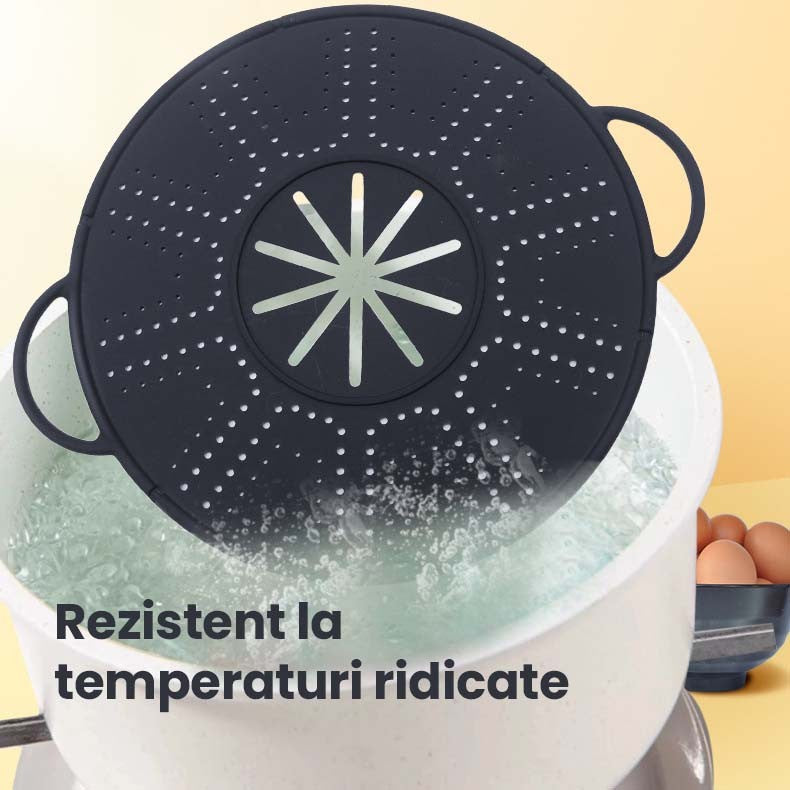 Capac Sita pentru Tigaie, Flippy, 28 inch, Capac din Silicon pentru Scuregere, Rezistent la Remperaturi ridicate,