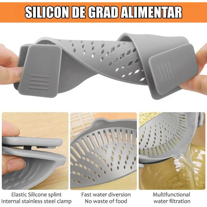 Strecurator Filtru pentru Vase, Flippy, din Silicon Rezistent la Temperaturi Inalte, Universal, Paste, Legume, Fructe,