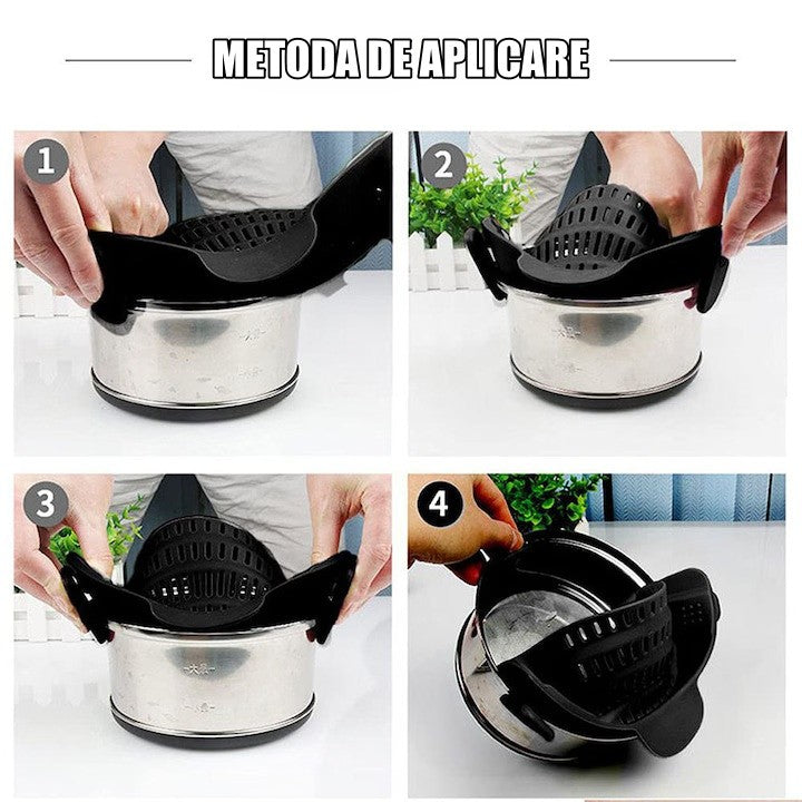Strecurator Filtru pentru Vase, Flippy, din Silicon Rezistent la Temperaturi Inalte, Universal, Paste, Legume, Fructe,