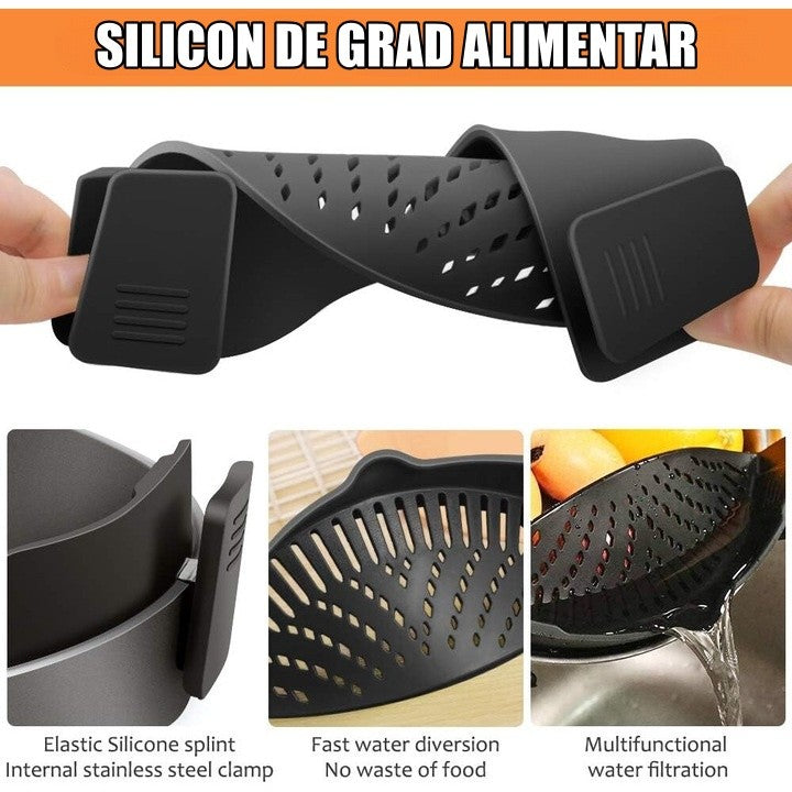 Strecurator Filtru pentru Vase, Flippy, din Silicon Rezistent la Temperaturi Inalte, Universal, Paste, Legume, Fructe,
