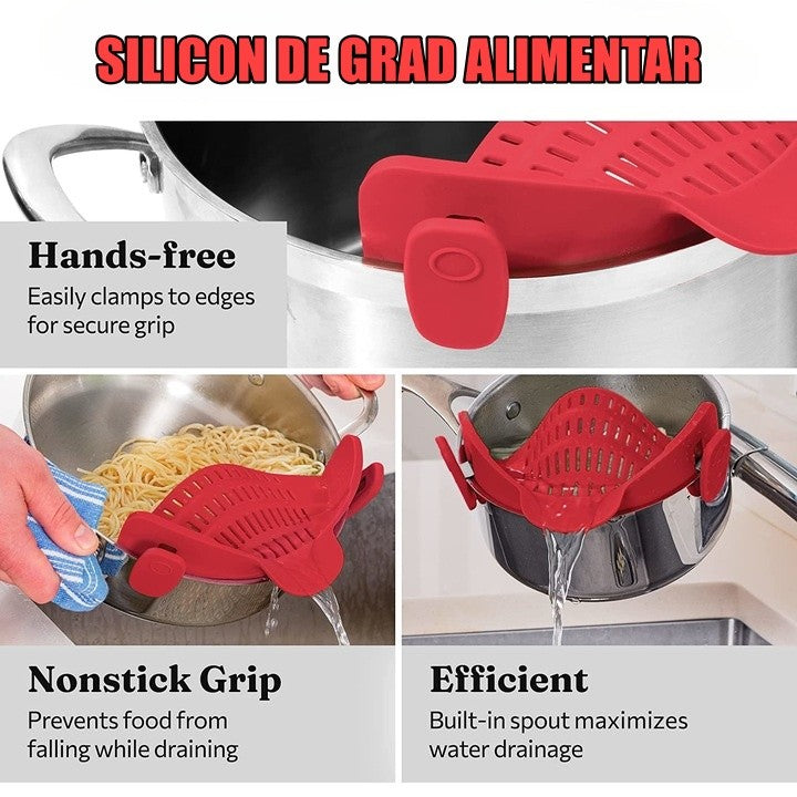 Strecurator Filtru pentru Vase, Flippy, din Silicon Rezistent la Temperaturi Inalte, Universal, Paste, Legume, Fructe,