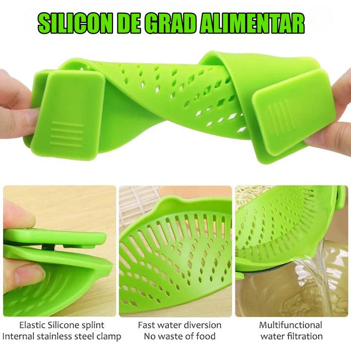 Strecurator Filtru pentru Vase, Flippy, din Silicon Rezistent la Temperaturi Inalte, Universal, Paste, Legume, Fructe,