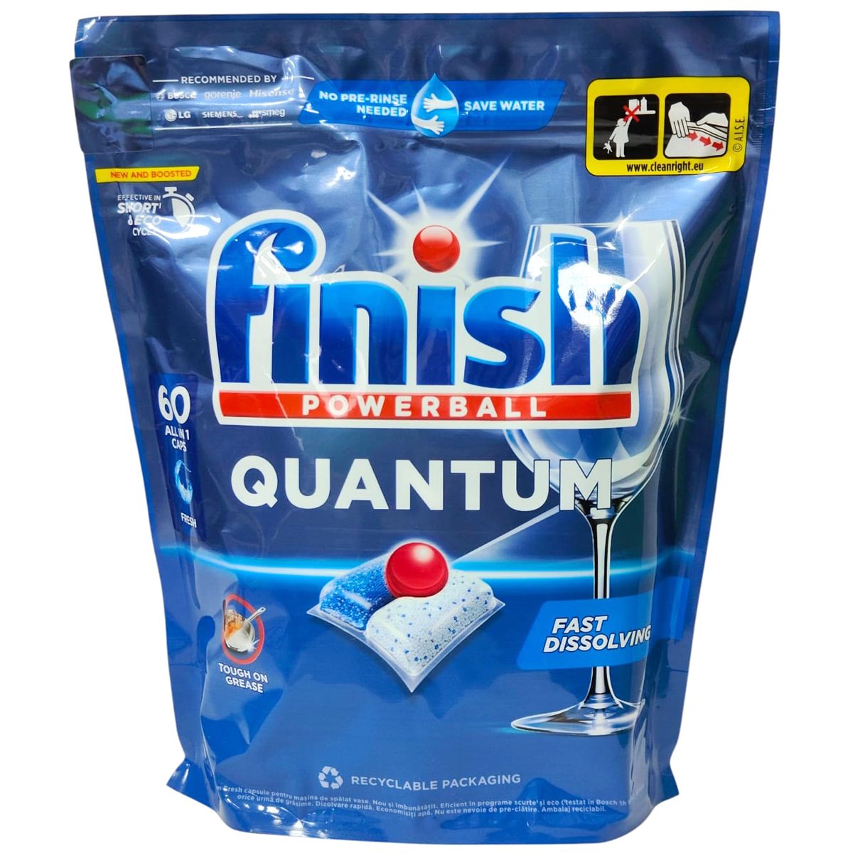 Detergent Capsule pentru Vase, FINISH, Quantum Powerball 1, Set 60 Bucati