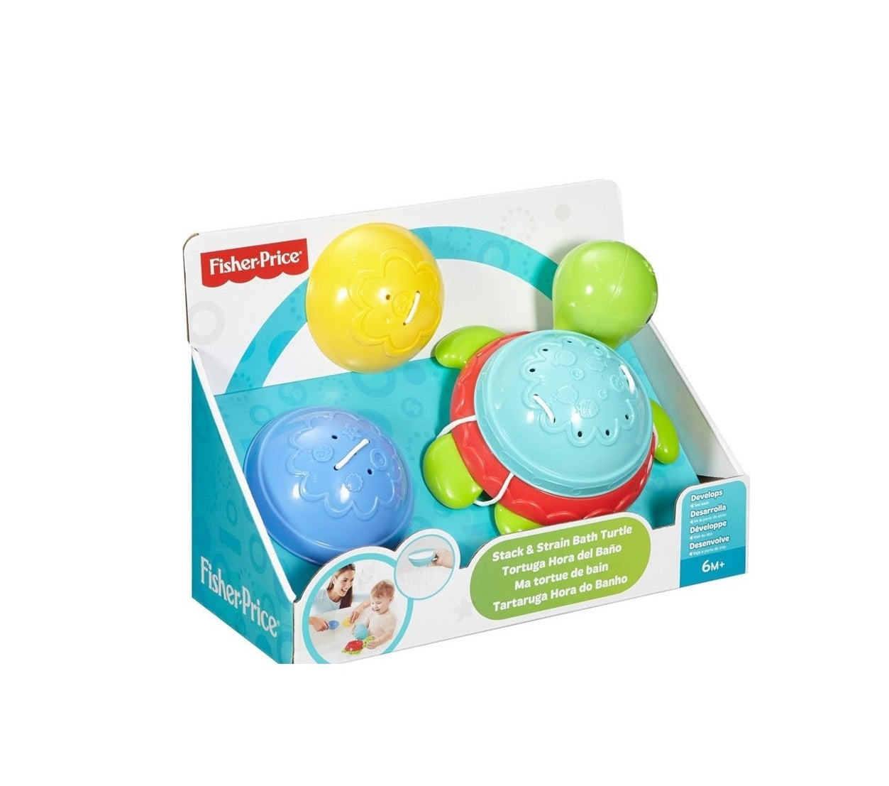 Fisher Price, Stack & Strain, Broasca țestoasă de baie, Unisex, 6+ luni - Olmarkt