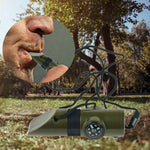 Kit supravieturie Flippy, Fluier multifunctional 7 in 1, pentru drumetii, hiking, lupa, fluier, termometru, depozitare