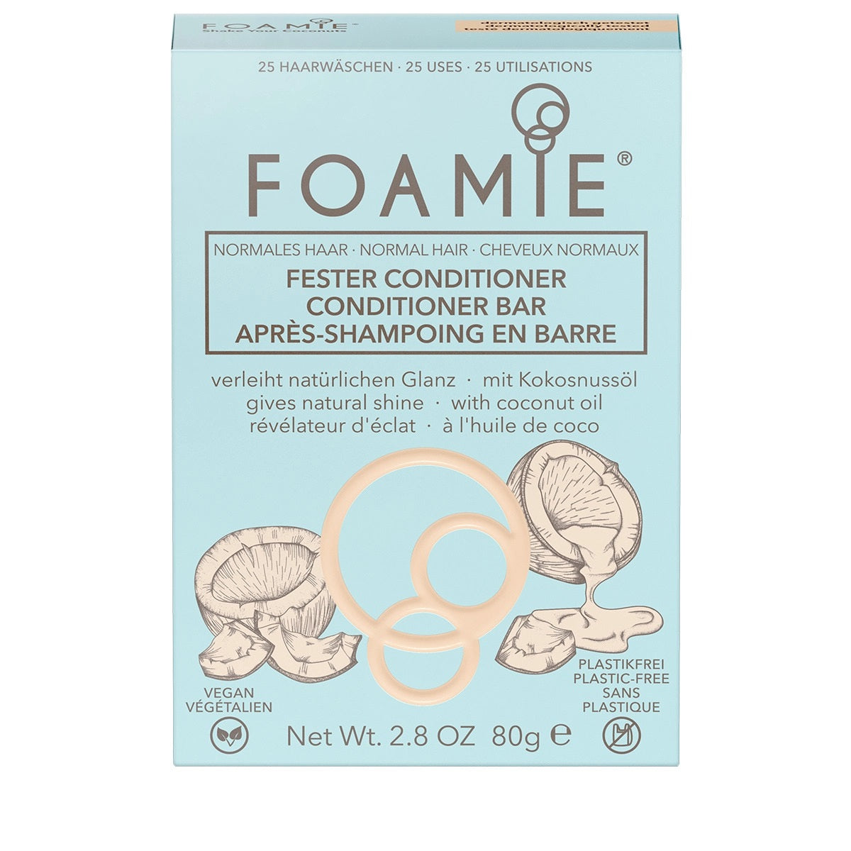 Foamie, Shake Your Coconuts, Bară de balsam pentru păr, Pentru strălucire, 80 g - Olmarkt