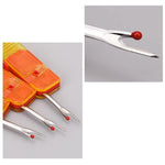 Dispozitiv pentru Descusut, Flippy, Taietor de Etichete, 1.7 x 7 cm, Pliabil, din Plastic, Rosu/Galben