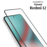 Folie de Protectie Ceramica, Flippy, Compatibila cu Xiaomi Redmi 12, Ceramics 9D, Antisoc, Margini Negre, Transparent