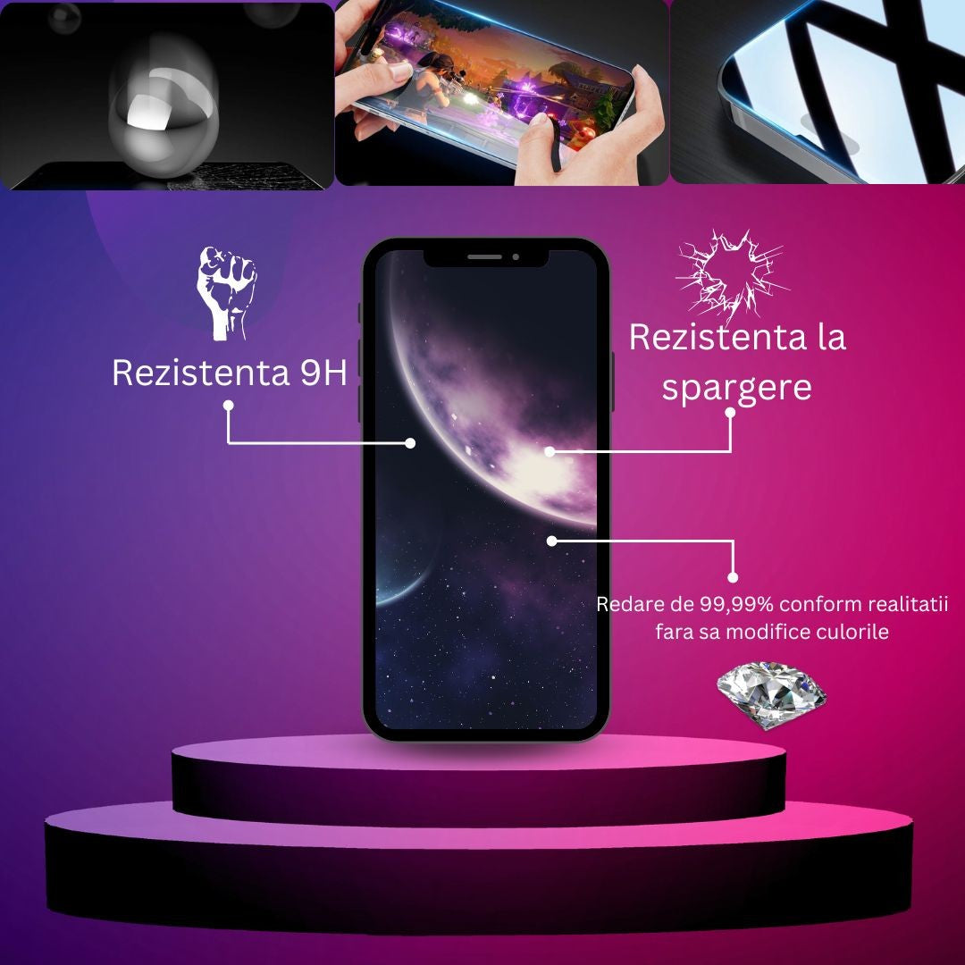 Folie de protectie Ceramica, Flippy, compatibila cu Apple iPhone 15 Plus, Transparenta HD, 9H, margini negre