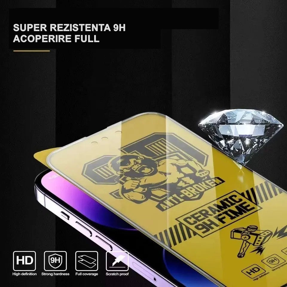 Folie de protectie Ceramica, Flippy, compatibila cu Apple iPhone 15 Pro, Transparenta HD, 9H, margini negre