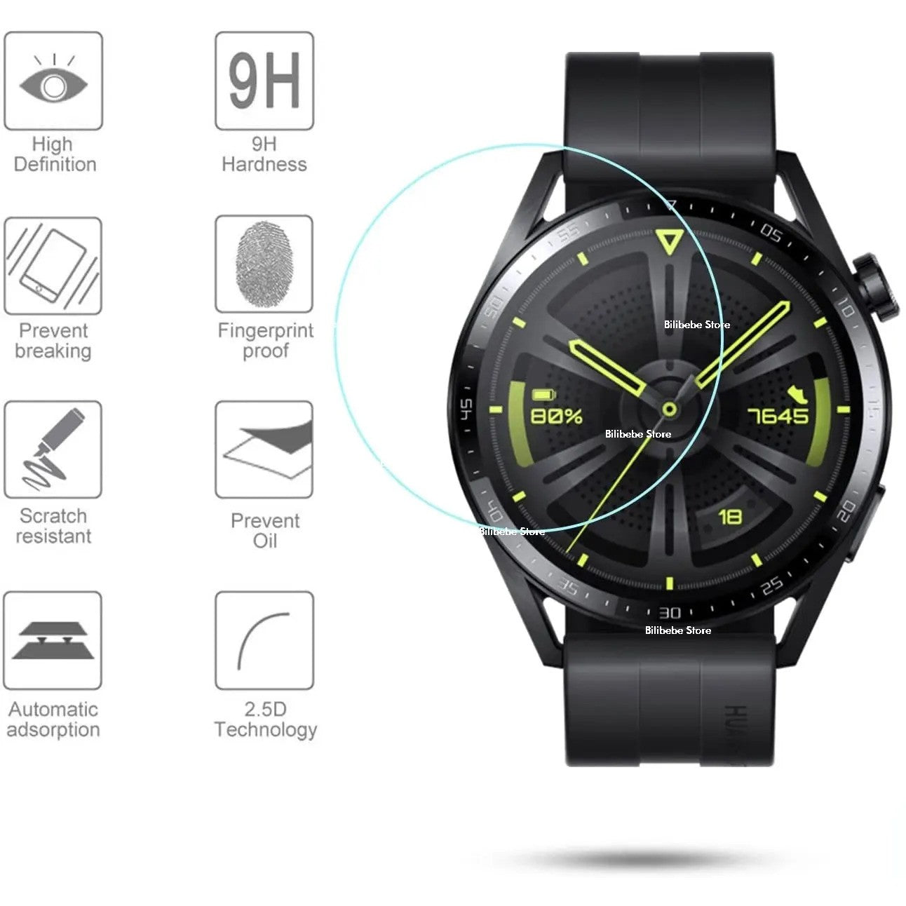 Folie de protectie, Flippy, Pentru Huawei Watch GT4 41MM, Sticla Securizata 2.5 D , Transparent