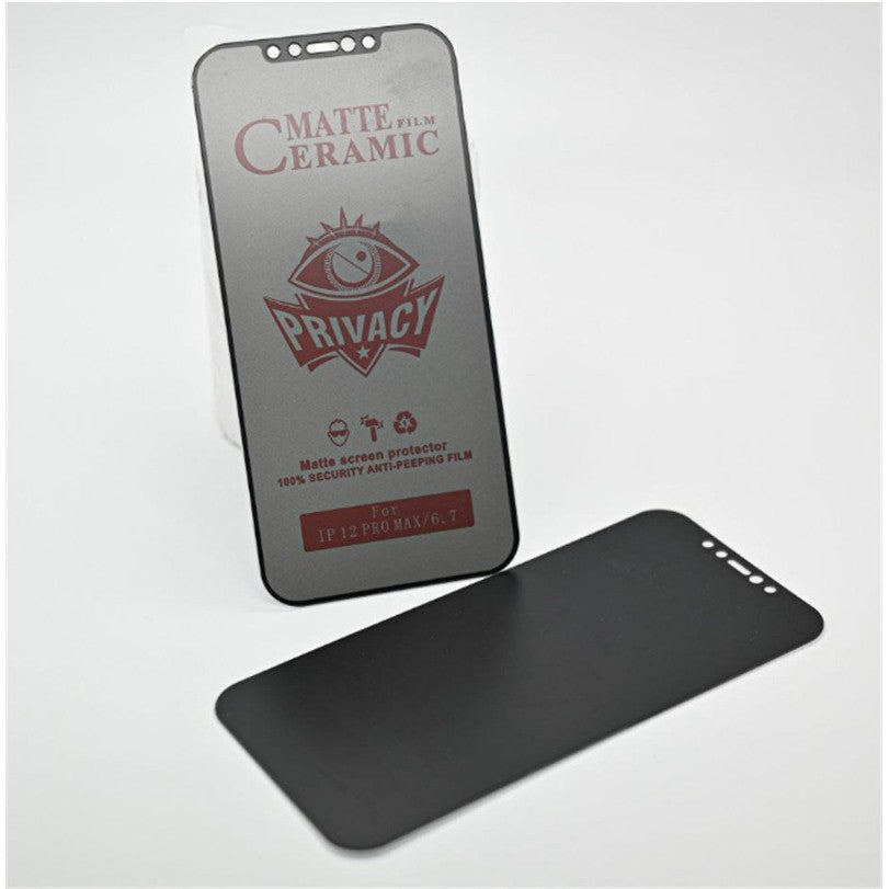 Folie de Protectie, Flippy, pentru iPhone 15 Pro, Matte Ceramic Privacy, 9H, Confidentialitate 30°, Anti-Soc, Negru
