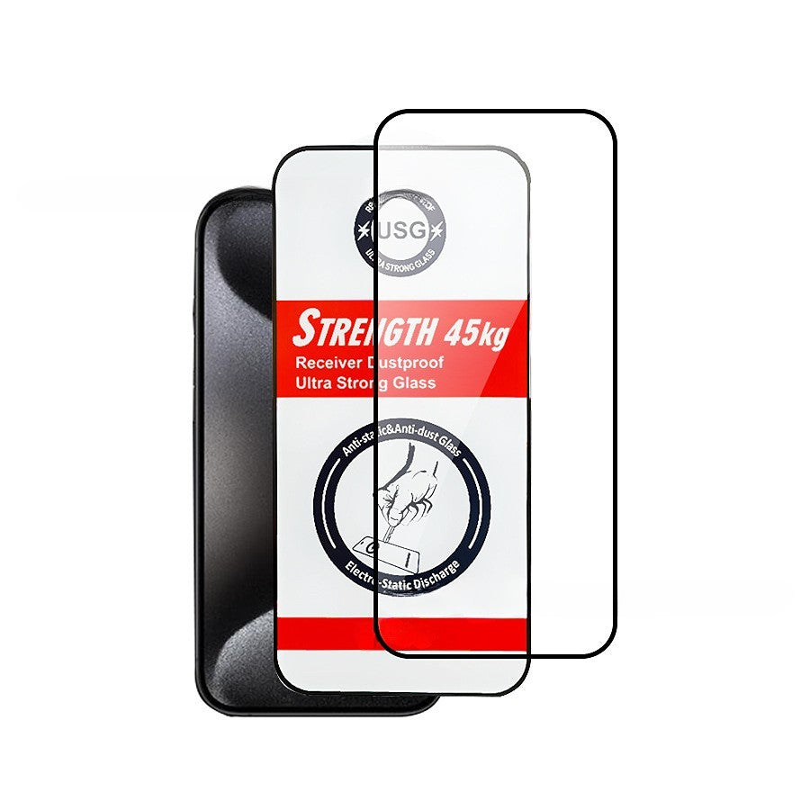 Folie de Protectie, Flippy, pentru iPhone 15 Pro, Tempered Glass USG, Ultra Rezistent 45kg, Full Cover, Antistatica,