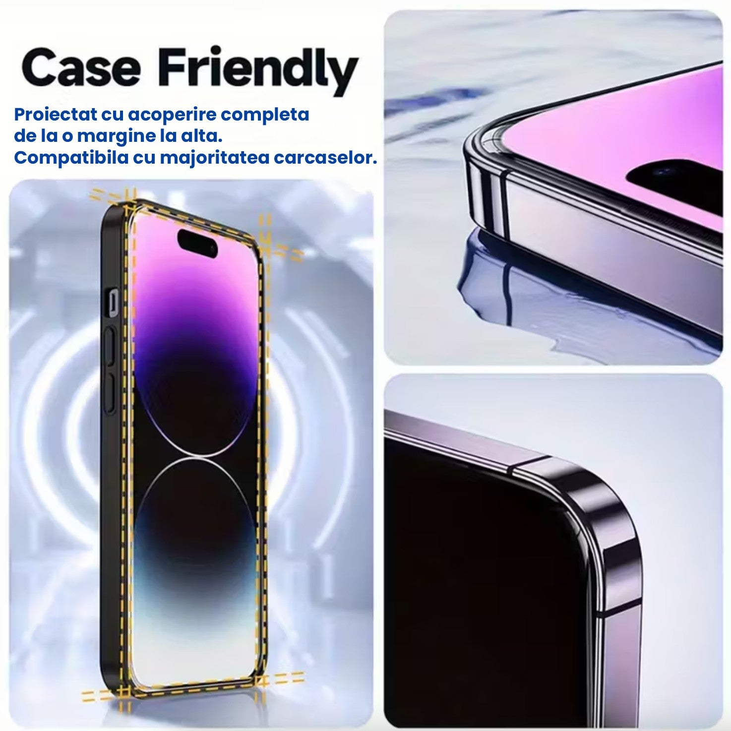 Folie de Protectie pentru Apple iPhone 15 Plus, Flippy, Sticla Securizata 3D, High Definition pentru Ecran complet,